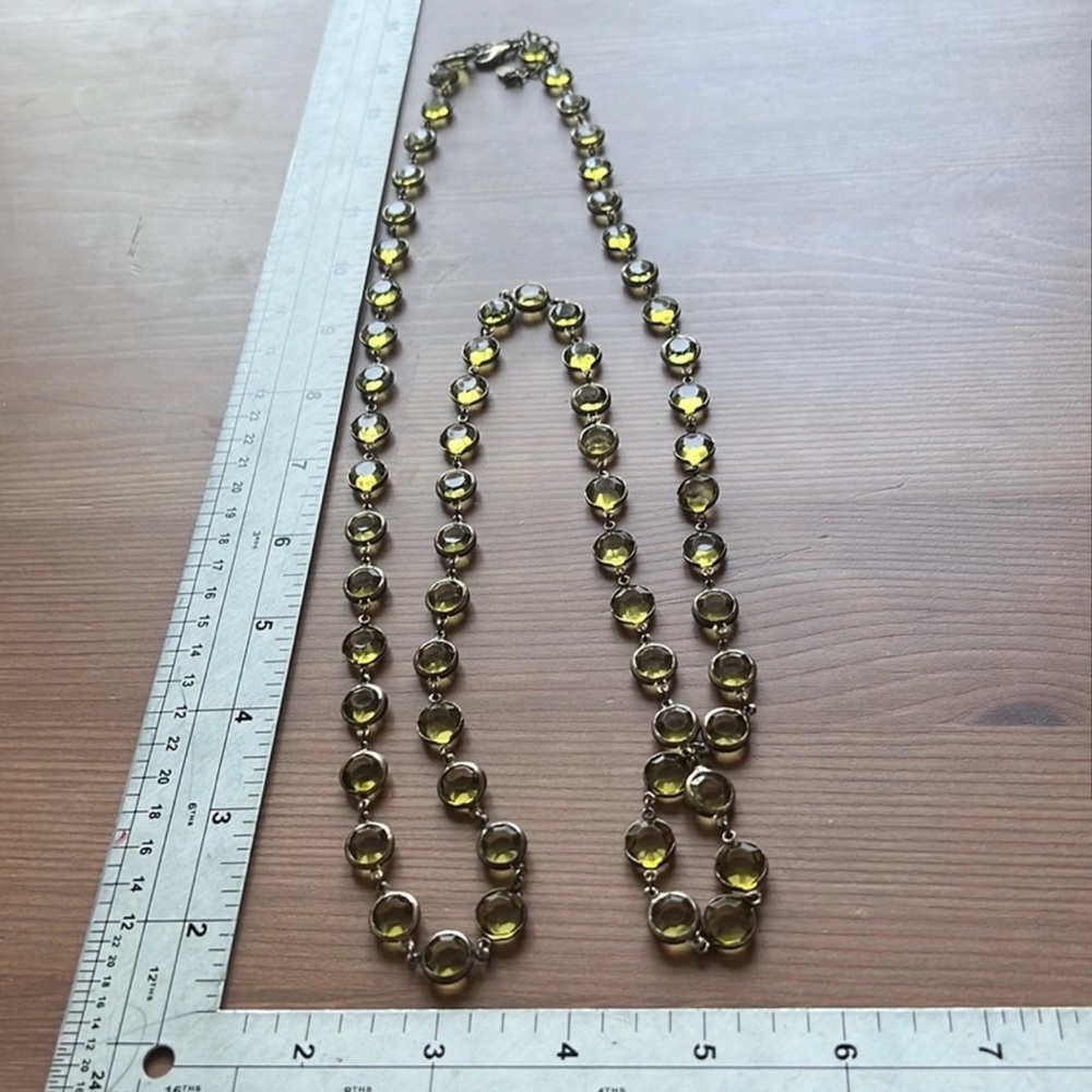 Martyr Sohiff green crystal long lanyard necklace clasp wrap layered statement - Picture 7 of 7